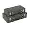 Black Fabric Woven Storage Decorative Trunk with Silver Latches & Buckles Set